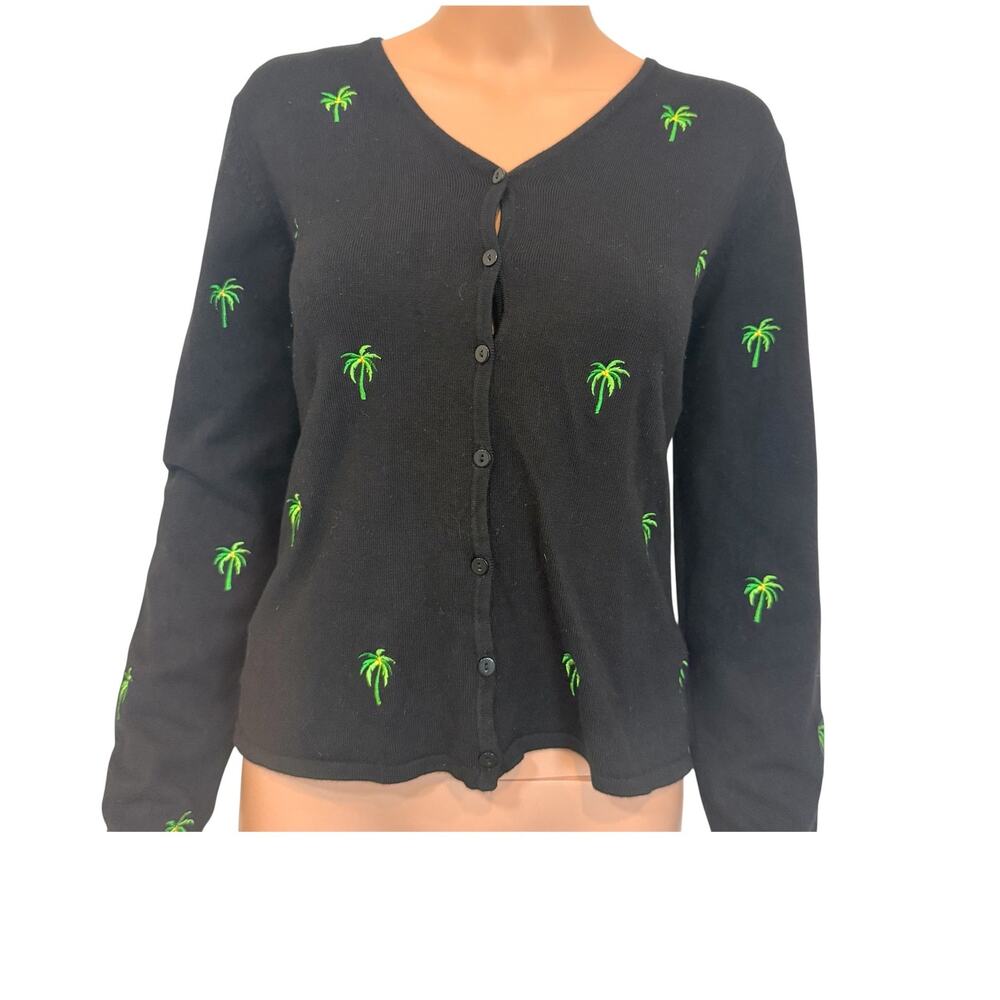 Etoile large embroidered palm tree cardigan sweater top SP 2758